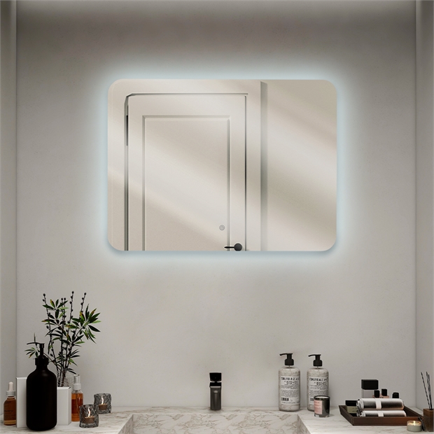 Зеркало с LED- подсветкой сенсорное , прямоугольное 80х60 см 8060-Zm1