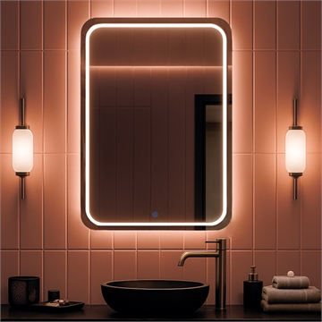 Зеркало с LED- подсветкой сенсорное, прямоугольное с гравировкой, 50х70 см 5071-Zm1