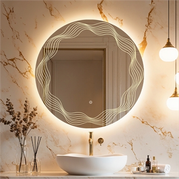 Зеркало с LED- подсветкой сенсорное, круглое с гравировкой, d=60 см 